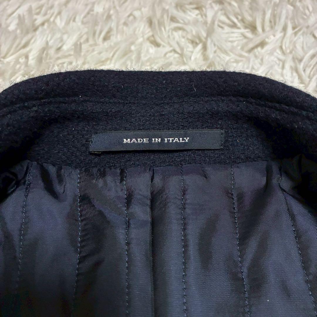 ブリッラペルイグスト　ナポレオンコート　銀ボタン　裏地グリーン　ネイビー　伊製