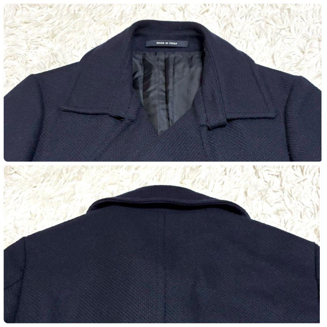 ブリッラペルイグスト　ナポレオンコート　銀ボタン　裏地グリーン　ネイビー　伊製