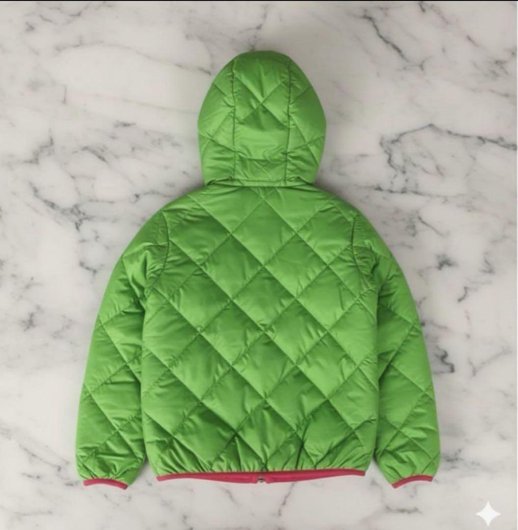 mont-bell ダウンジャケット キルティング　リバーシブル　黄緑/赤