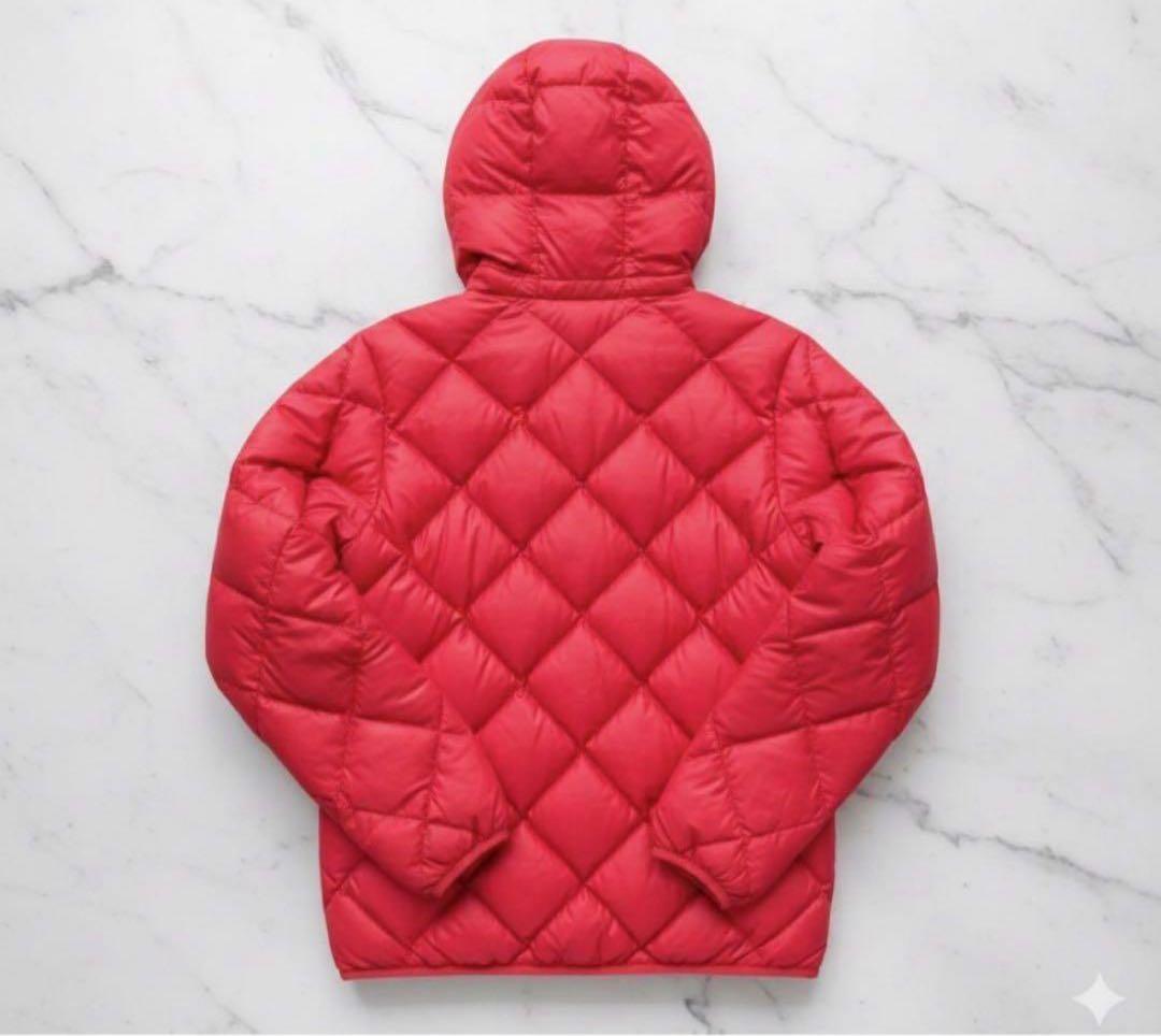 mont-bell ダウンジャケット キルティング　リバーシブル　黄緑/赤