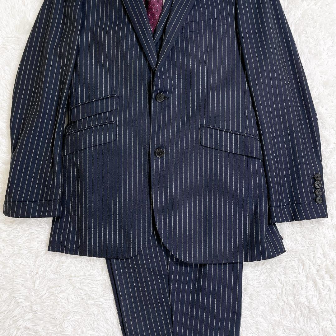 ブラックレーベルクレストブリッジ スリーピーススーツ ネイビー ストライプ