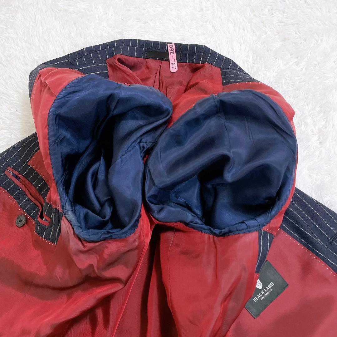 ブラックレーベルクレストブリッジ スリーピーススーツ ネイビー ストライプ