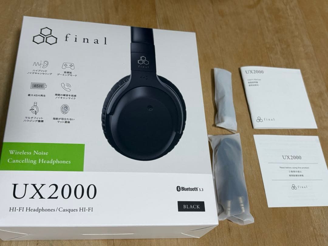 final ワイヤレスヘッドホン UX2000ブラック