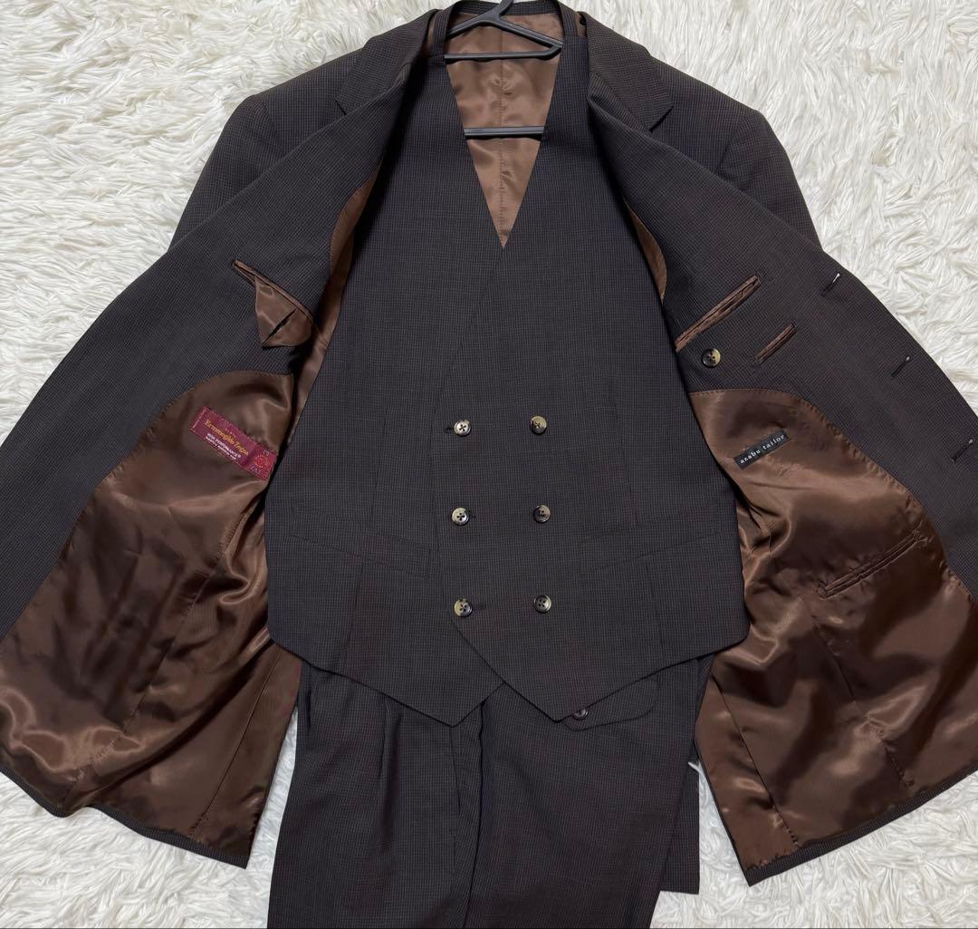 麻布テーラー　スーツセットアップ　3ピース　イタリア製高級生地ゼニヤ