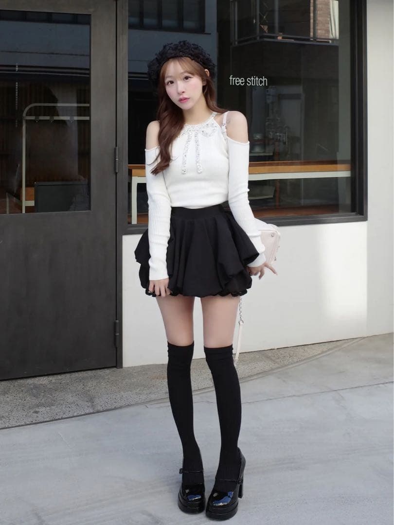 新品タグ付 ダーリッチ ボリュームバルーンミニスカート ブラック フリー