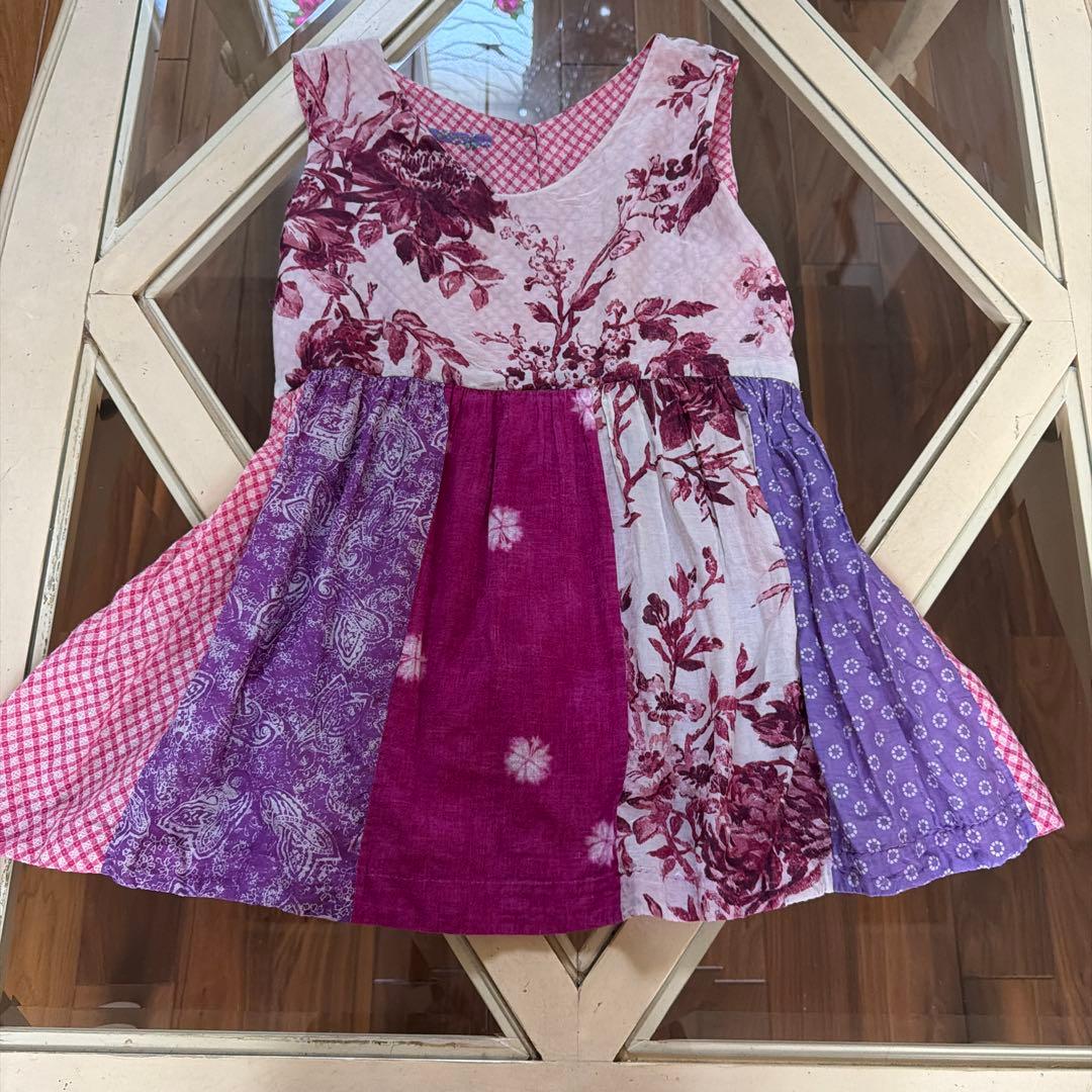 45r花柄パッチワークノースリーブチュニック