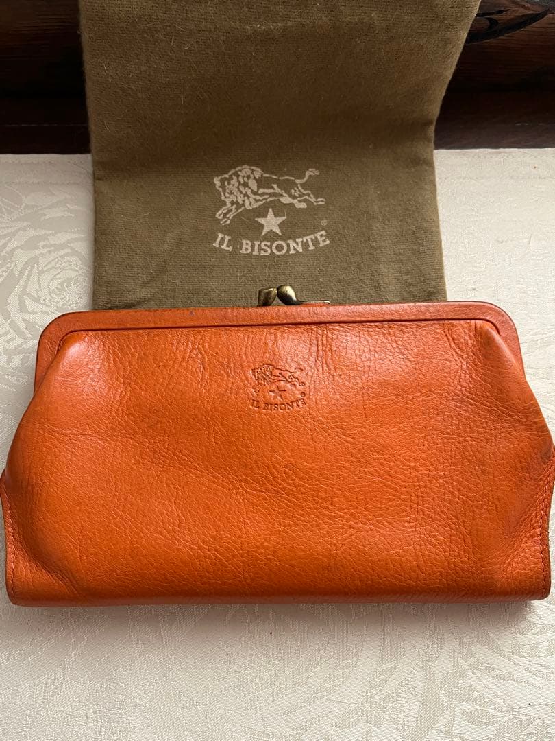 IL BISONTE イルビゾンテ がま口 大容量 長財布 オレンジ 春財布