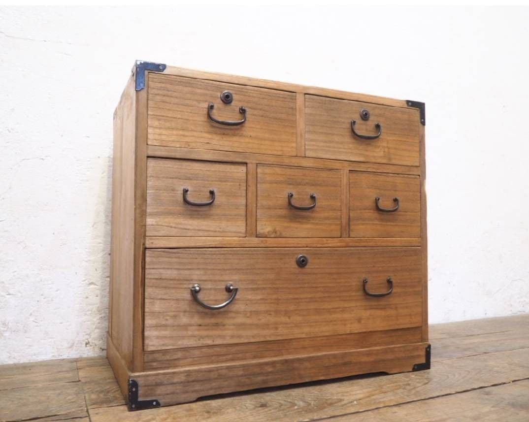 1002 前桐の和箪笥　キリタンス　収納棚　引き出し　チェスト　ケース　レトロ