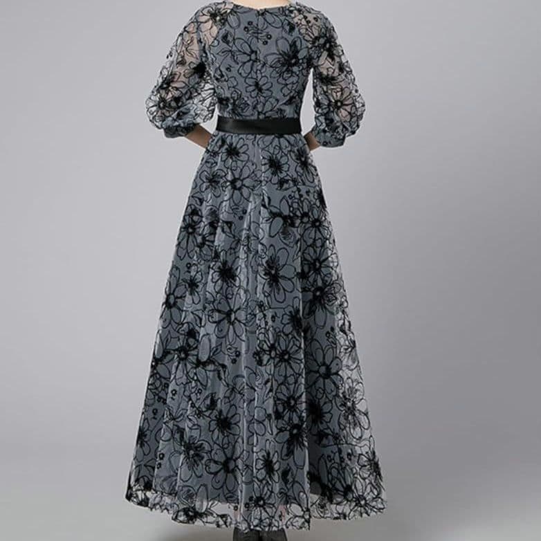 新品✨パーティードレス 七分丈 ロング ワンピース 花柄 結婚式 発表会 XL