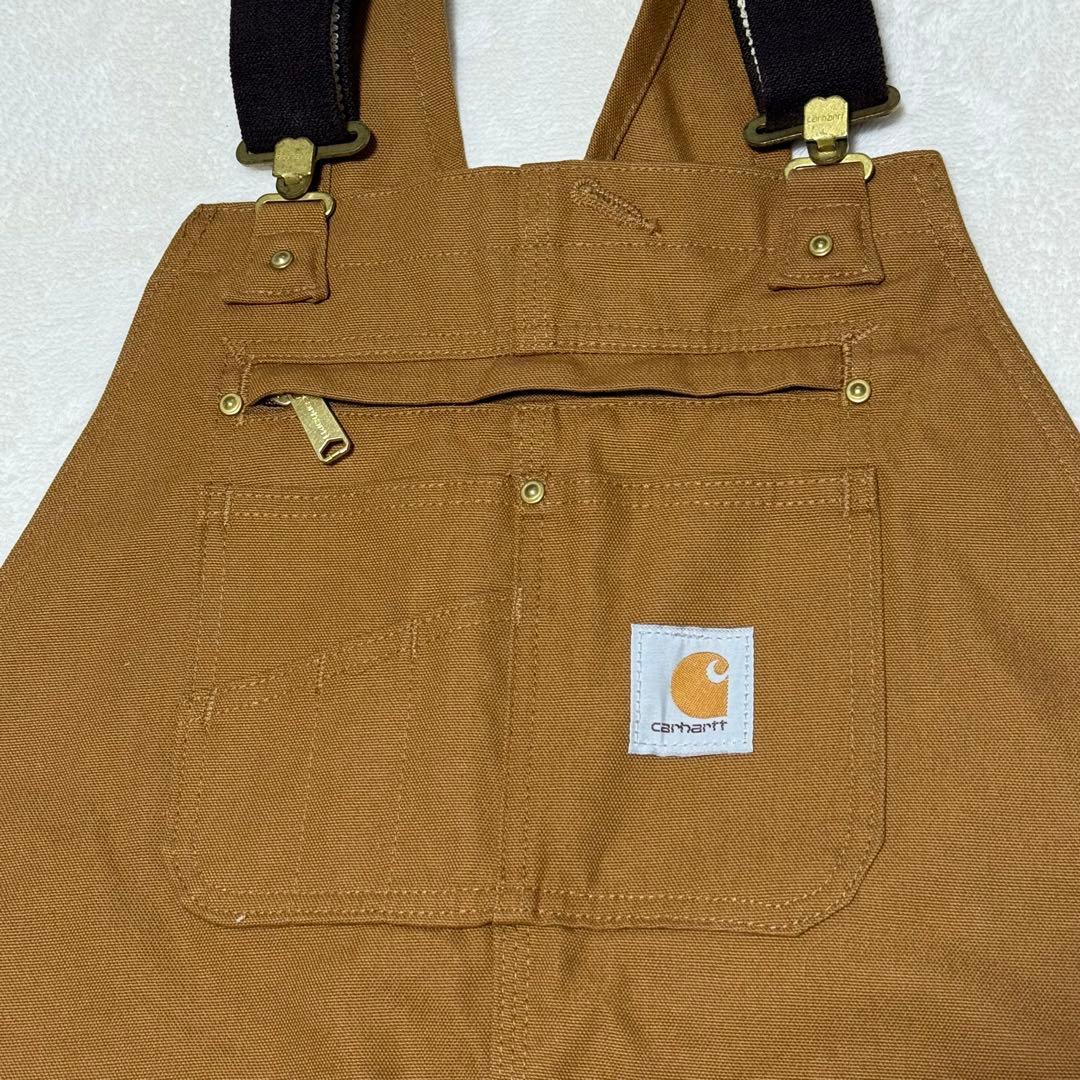 美品　カーハート　メキシコ製　ダック地オーバーオール　　ブラウン36×32