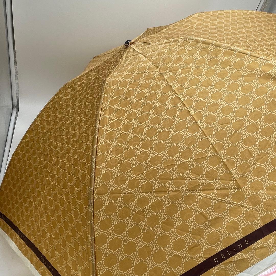 KO2249□CELINE 折りたたみ傘 マカダム柄 トリオンフ ブラウン