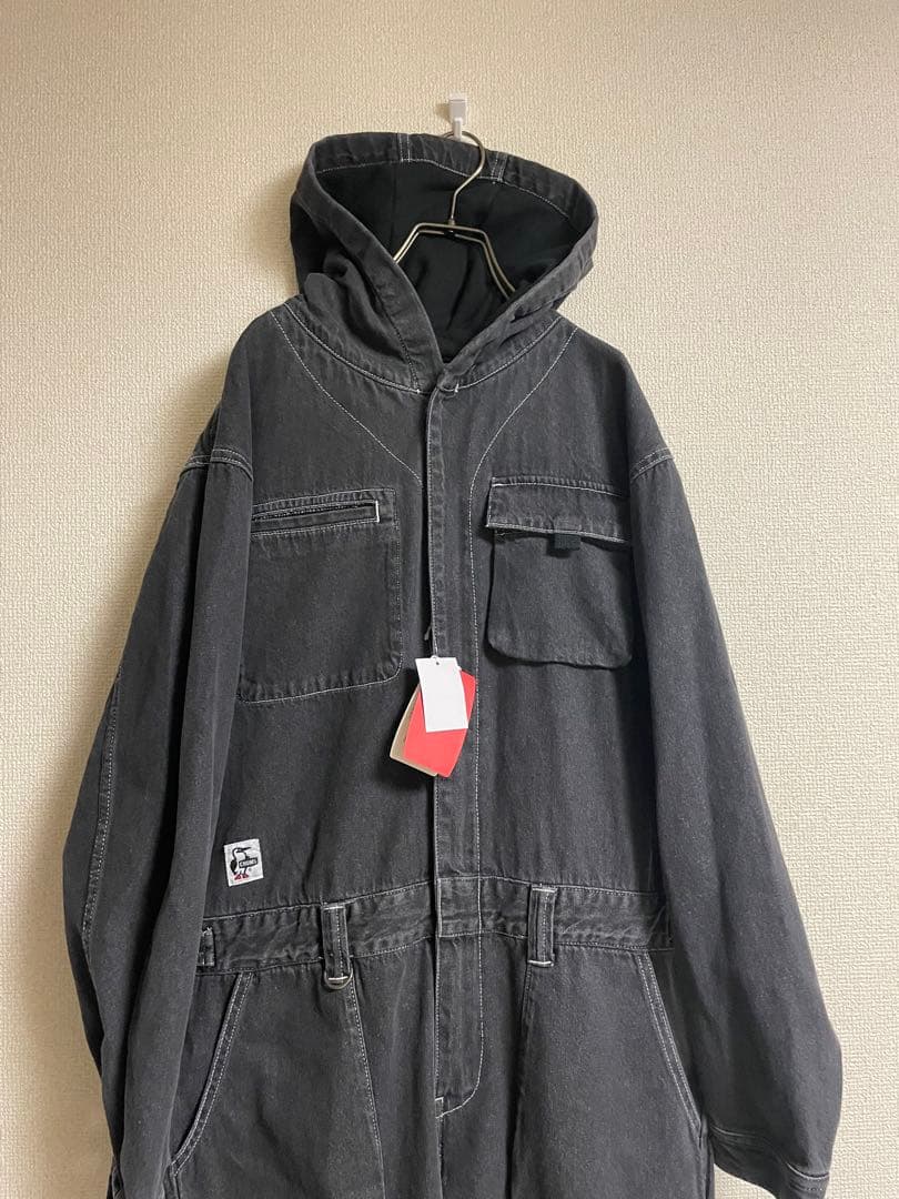 ★新品タグ付★ CHUMS チャムス ジャンプスーツ ブラックデニム ツナギ 黒