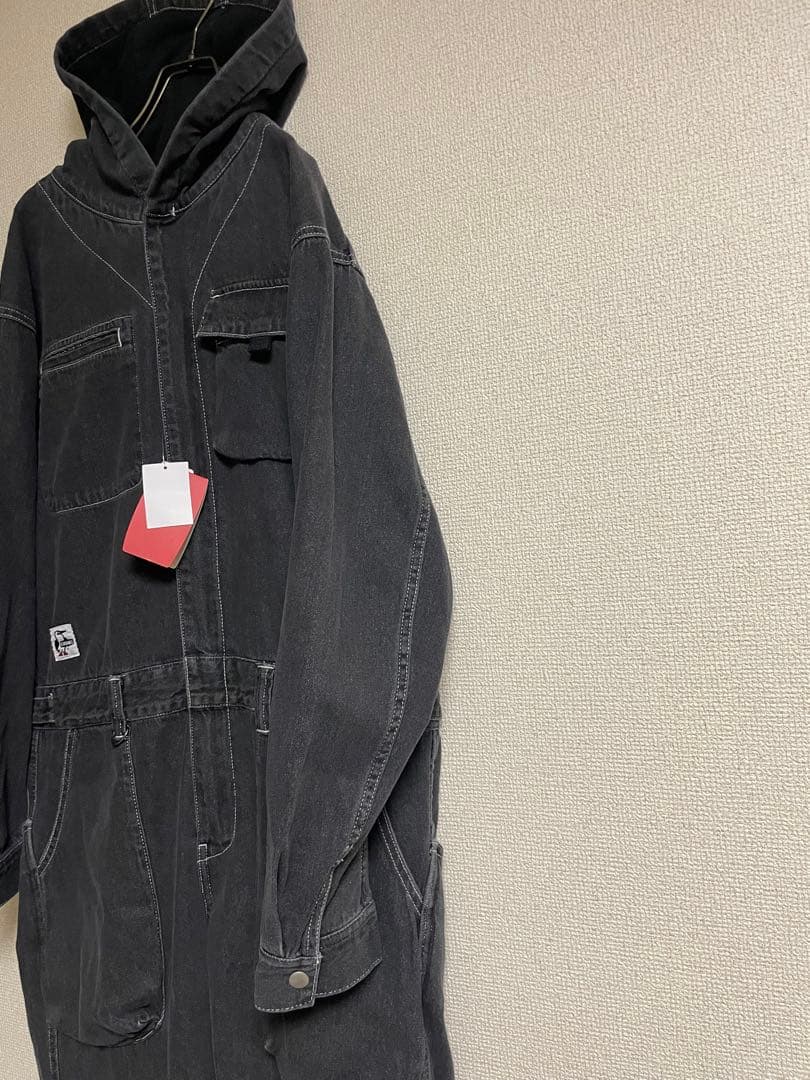 ★新品タグ付★ CHUMS チャムス ジャンプスーツ ブラックデニム ツナギ 黒