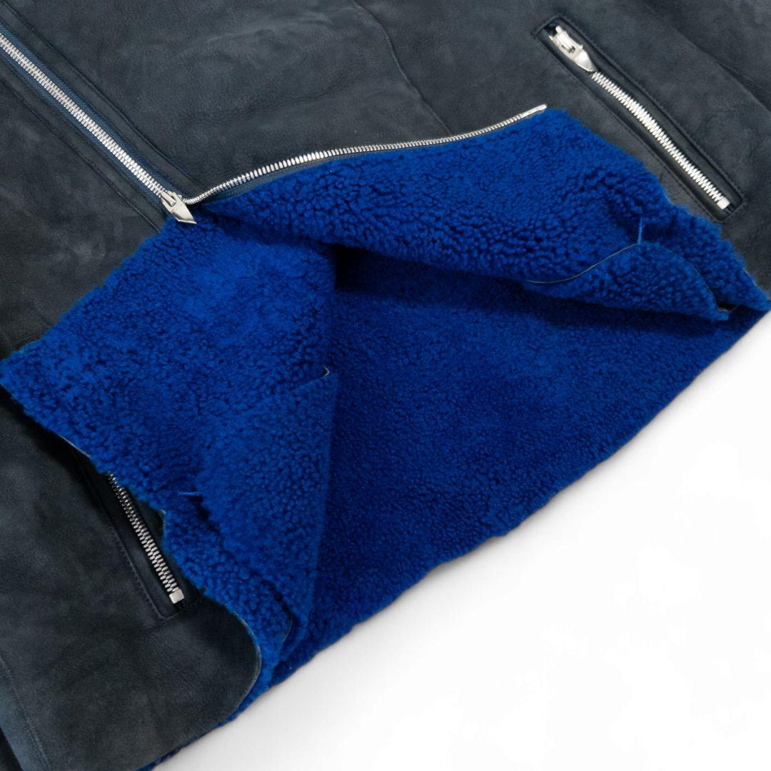 定価25万 アストラット リアルムートン ノーカラーライダースジャケット 黒 M