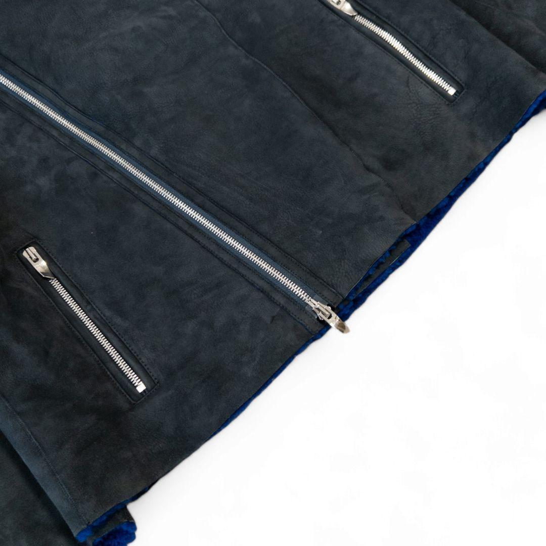 定価25万 アストラット リアルムートン ノーカラーライダースジャケット 黒 M