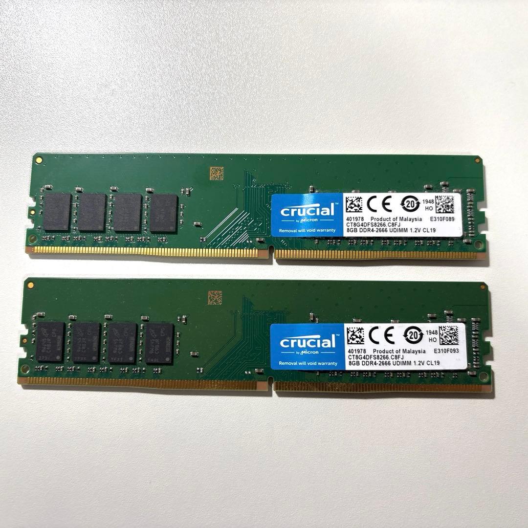 メモリー Crucial DDR4-2666 16gb (8gb x2)