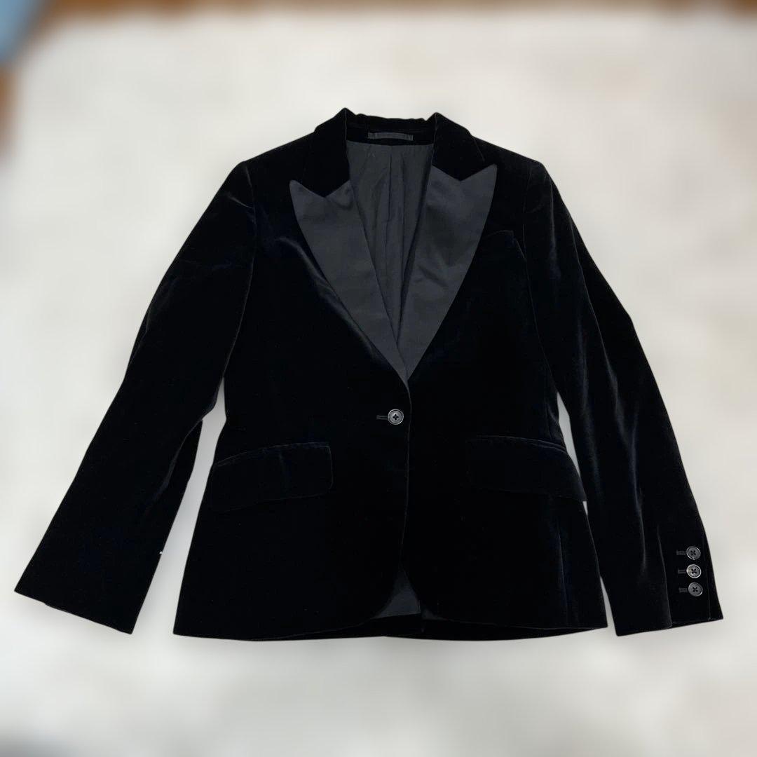 マーガレットハウエル　テーラードジャケット　黒　ベルベット　フォーマルにも