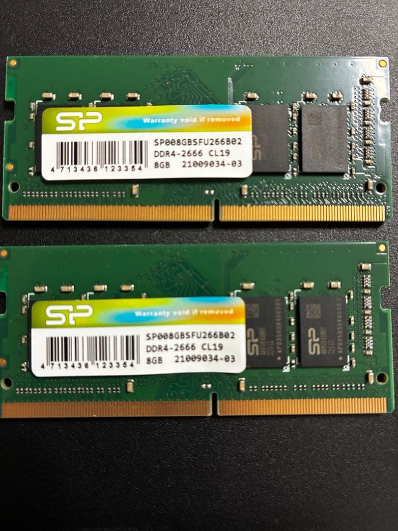 シリコンパワー　DDR4-2666 CL19 8GB メモリ×2枚 16GB