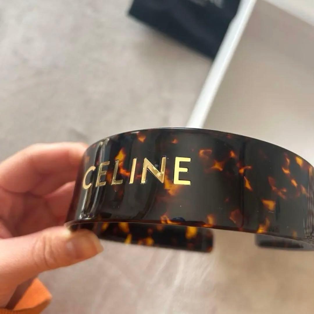 CELINE カチューシャ ブラウン・トートイズシェル