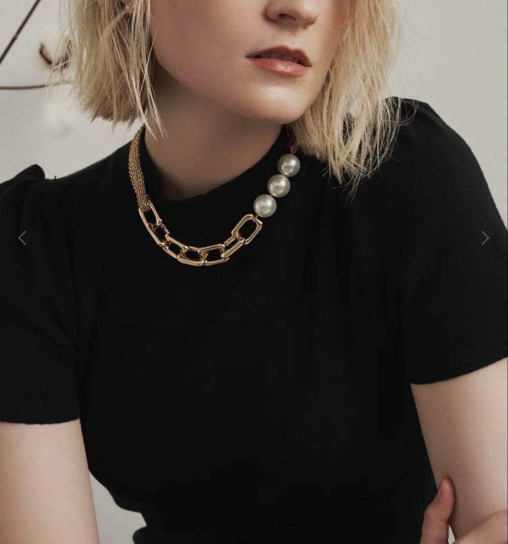 美品◆LOHME◆ローム◆Pearl Mix Chain Necklace◆GD