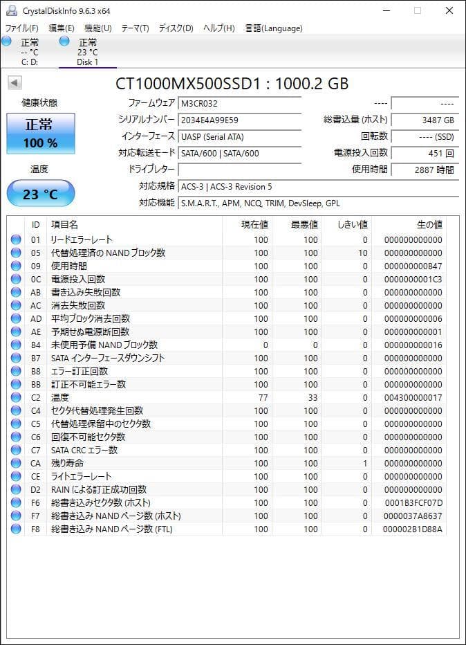 ③-WA358-Crucial SATA 1TB SSD 2.5 1点