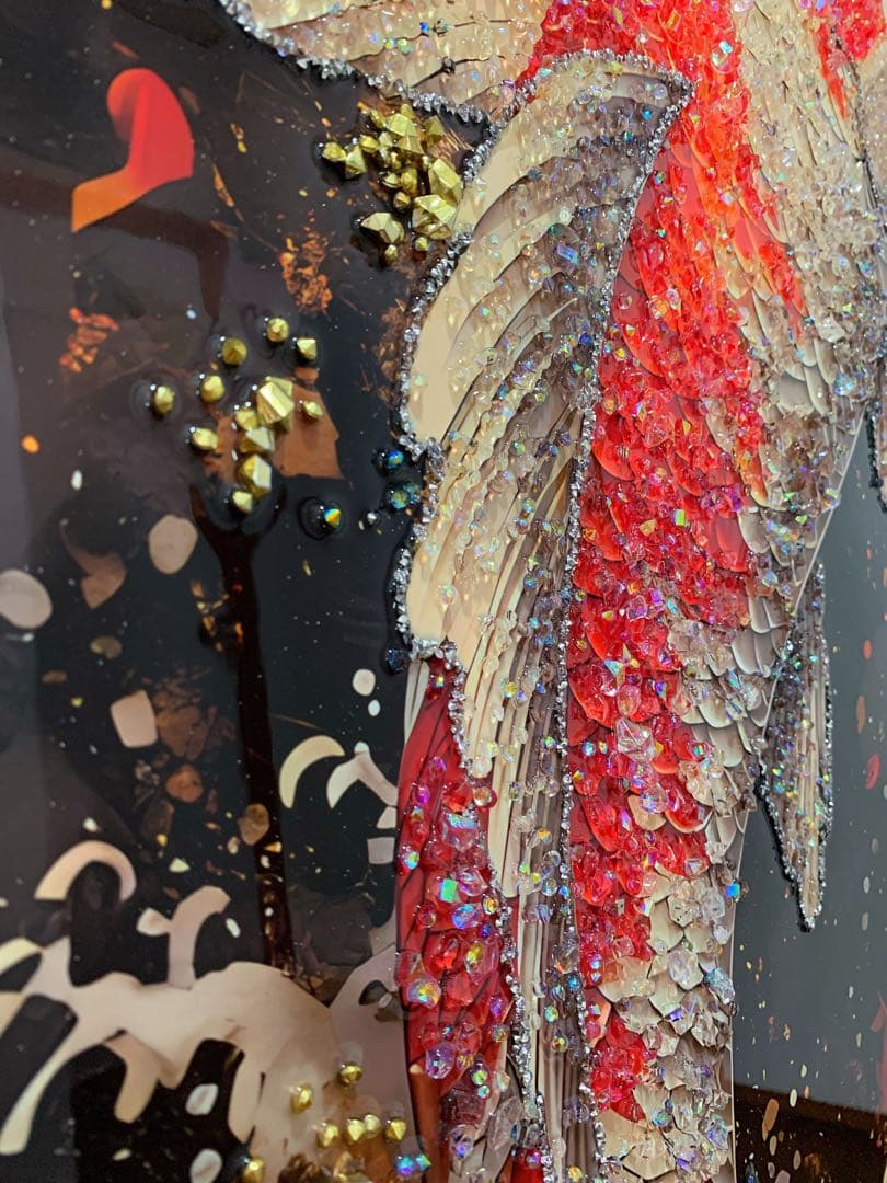 専用品　昇り鯉 クリスタル 水晶 アートパネル 絵画 インテリア 和柄