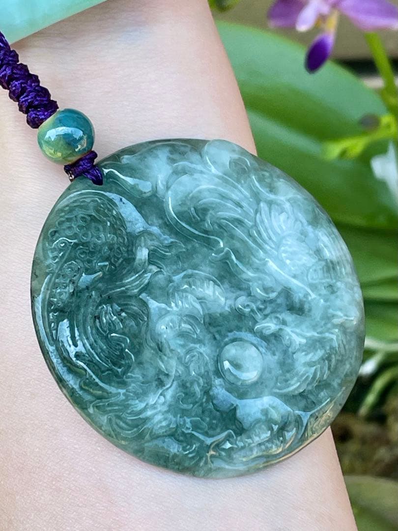 ⭐️専用⭐️本翡翠　龍神鳳凰　ストラップ　新品 0555