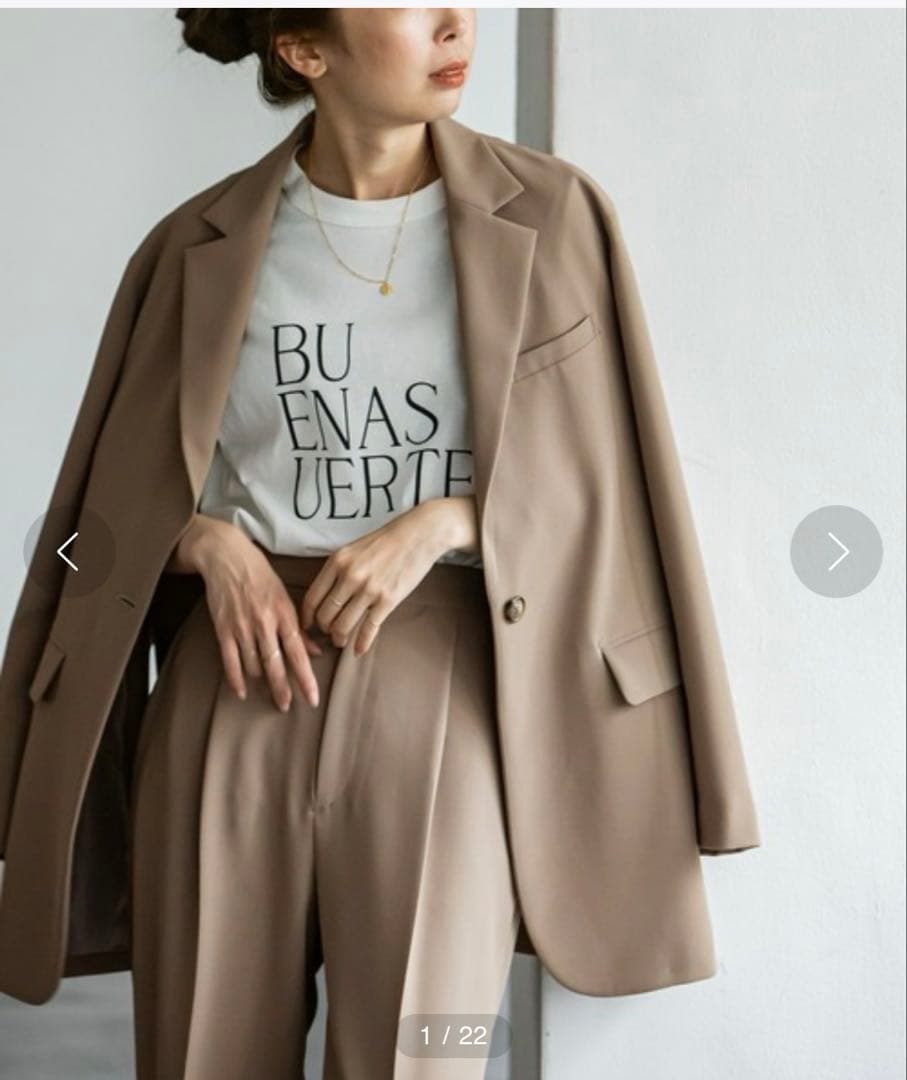 美品 NOBLE エステルソフトカルゼ セットアップ　ジャケット&パンツ