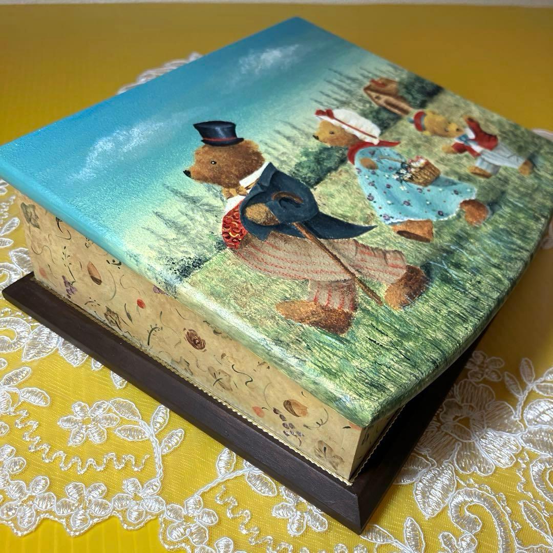 トールペイント作品　スリーベアーズのボックス　テディベア親子