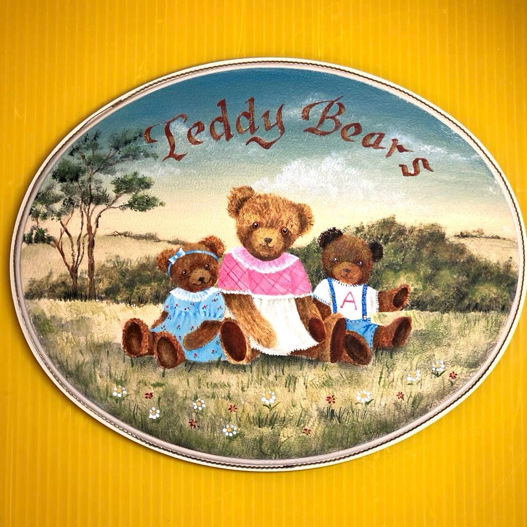 トールペイント作品　スリーベアーズのボックス　テディベア親子