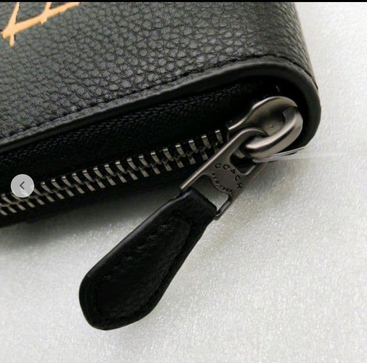 新品未使用コーチ長財布パスキアコラボブラックオレンジレディースメンズ送料無料
