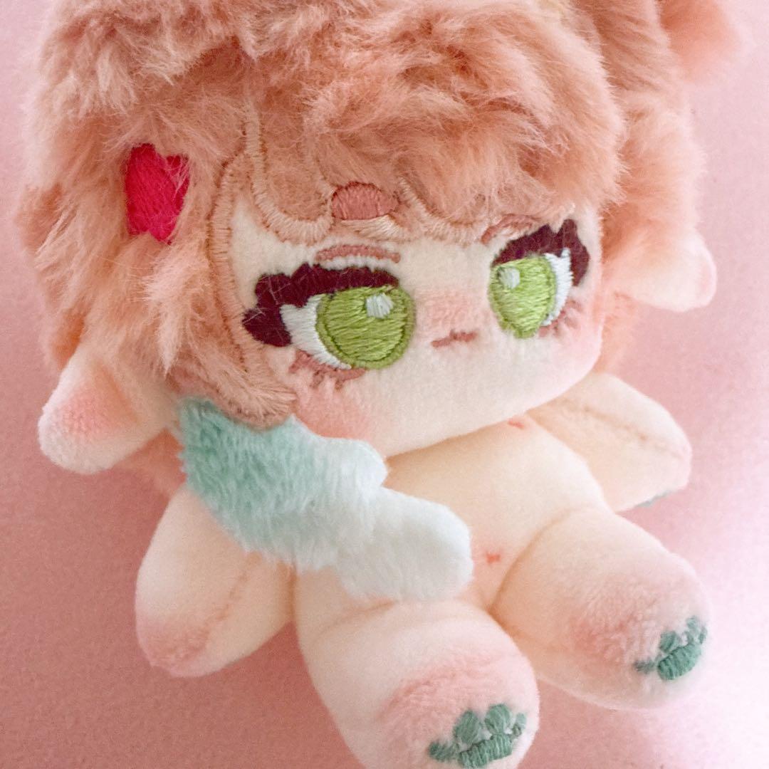 無属性　自作ぬいぐるみ　オレンジピンクリボンのエルフ女の子　骨付き