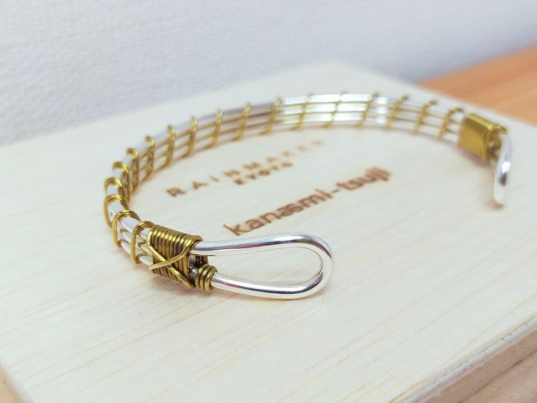 金網つじ　ワイヤーバングル　銀　真鍮　レディースサイズ