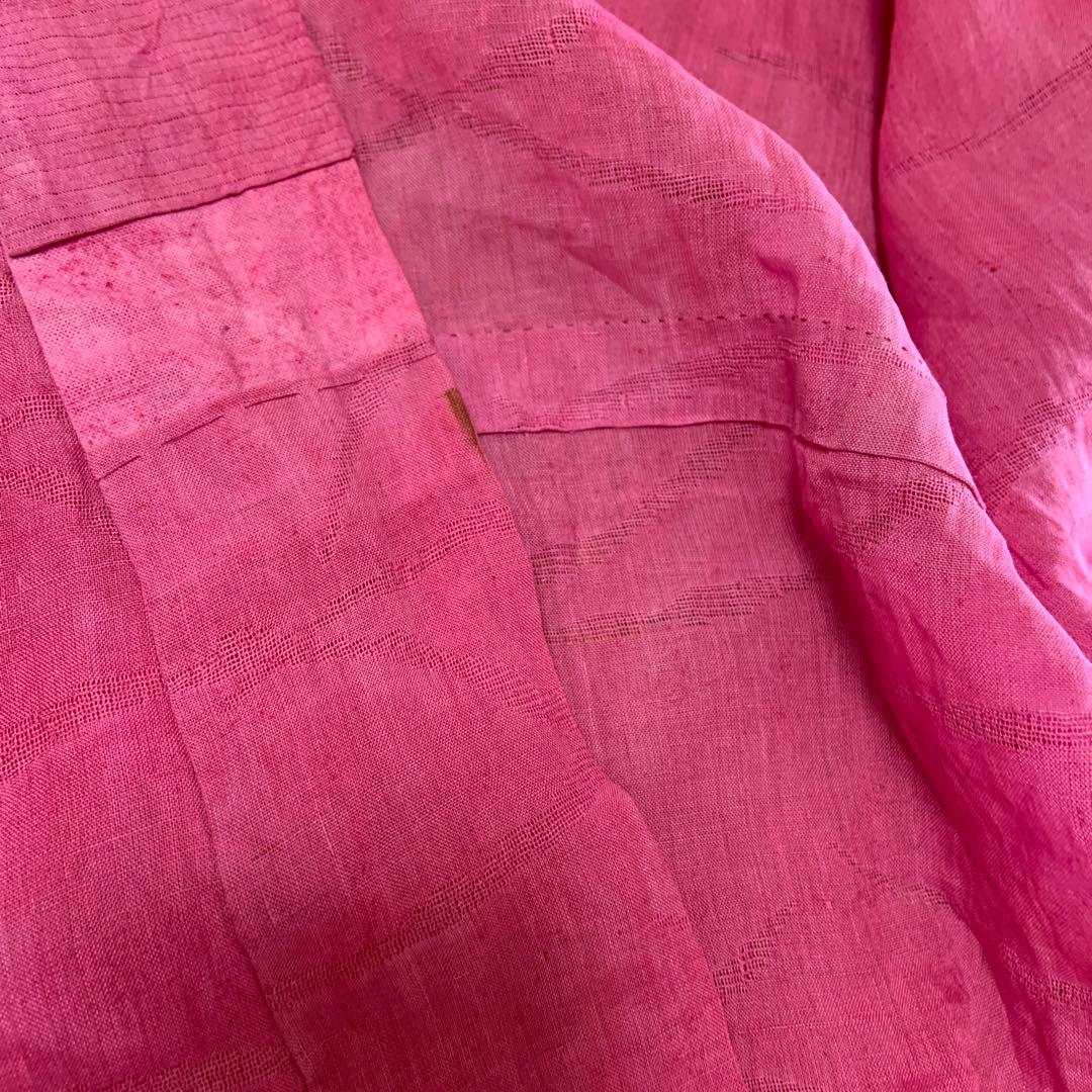 本麻　洗える長襦袢　カラー襦袢　ローズピンク　リサイクル　ka2