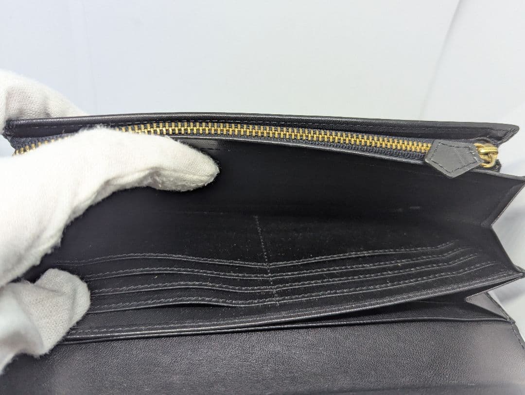 イブサンローラン 長財布 レザー クロコ型押し ブラック　美品