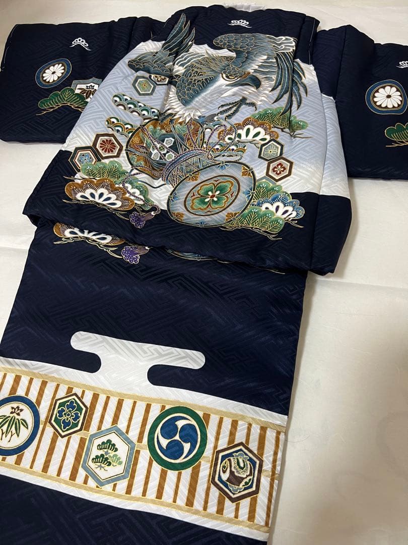 未使用品 正絹綿入りでんち着物セット男児