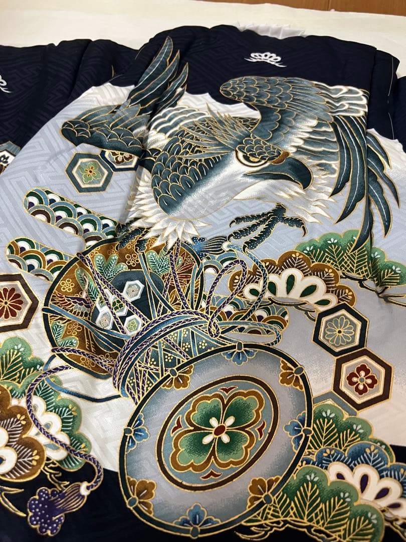 未使用品 正絹綿入りでんち着物セット男児