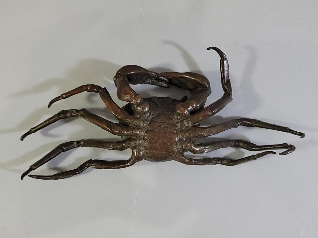 古銅 蟹 自在 盆石飾り 在銘 置物 DT613