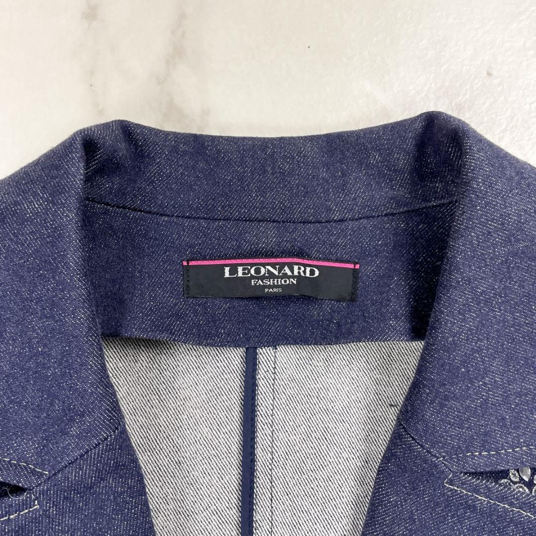 極美品 LEONARD デニムテーラードジャケット ラメ サイズ11*JD88