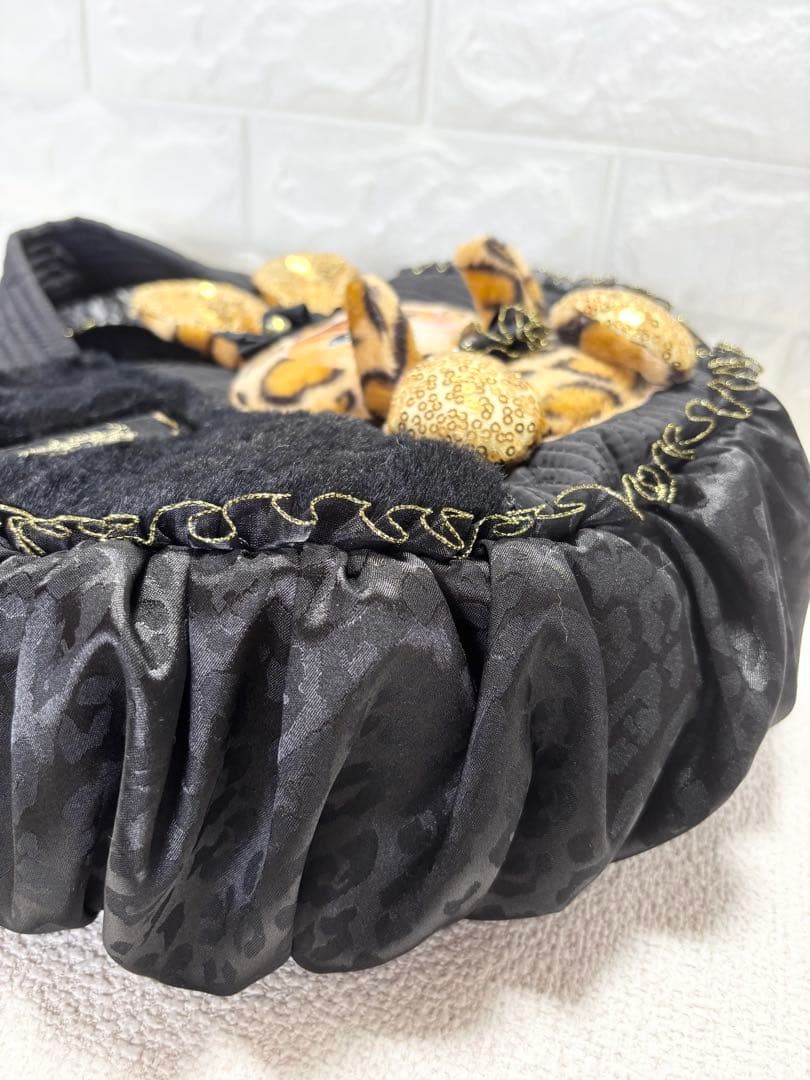 さ*ー様 コヤンイサムチョン　ハンドメイド　ギャザーバッグ　ヒョウ柄うさちゃん