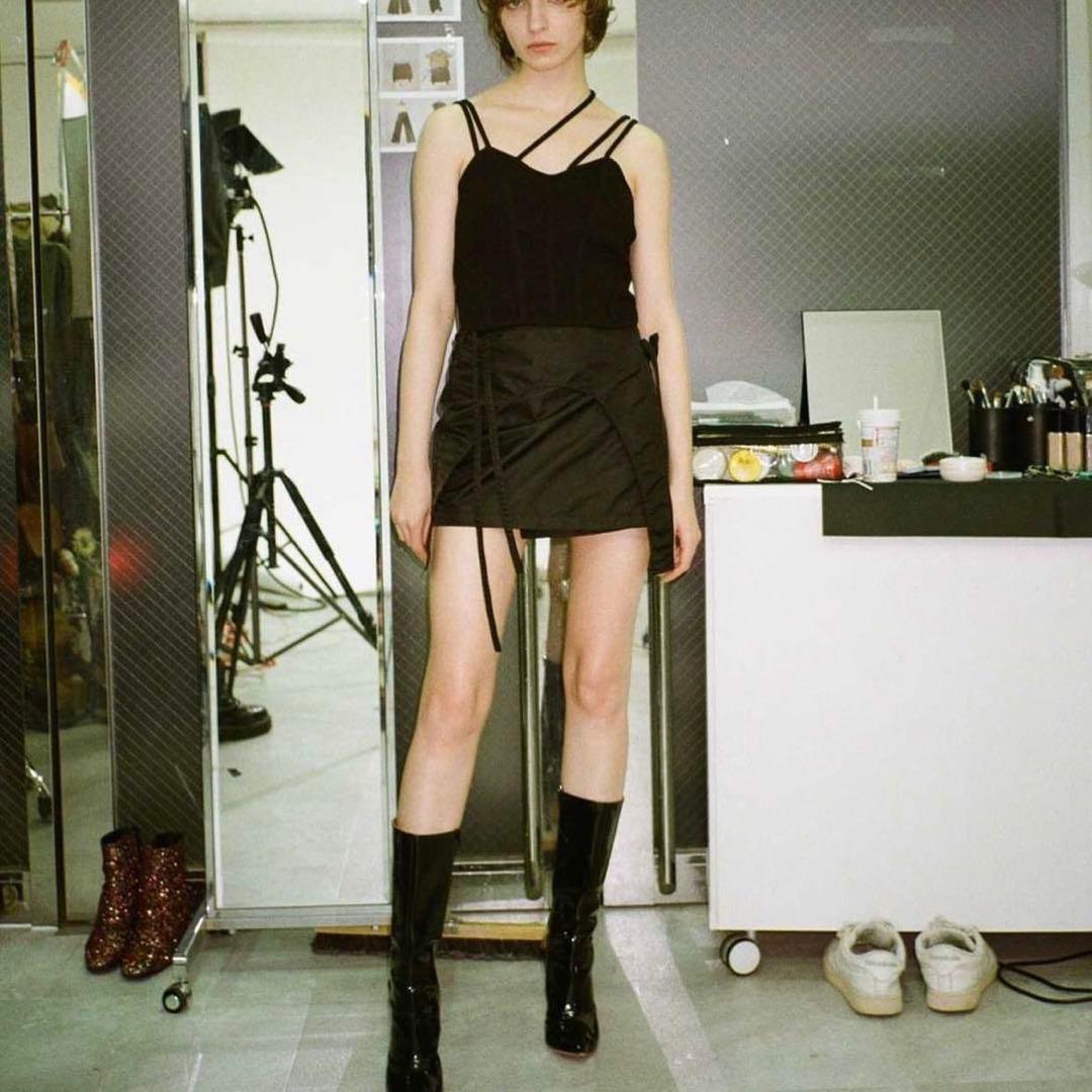 スカート VIAVANDA STRINGS WRAP SKIRT BLACK