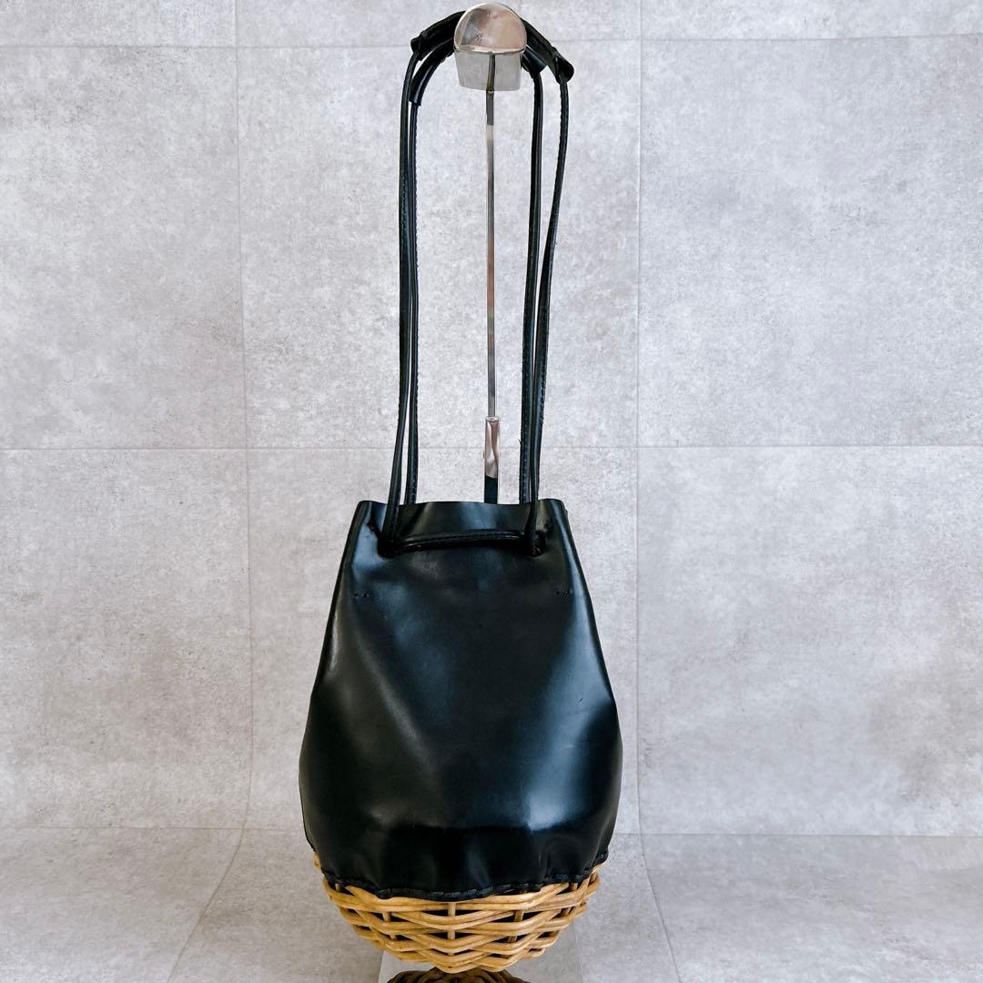 エバゴス ebagos カゴバッグ オイルショルダー 鏡付き 紅籐 レザー