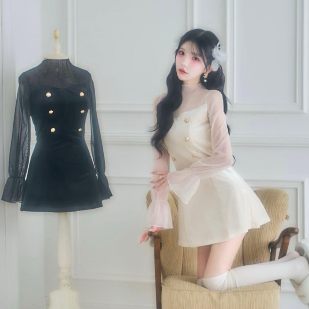 ベリアミミ　エレガントベロアミニワンピース belearmimi 黒