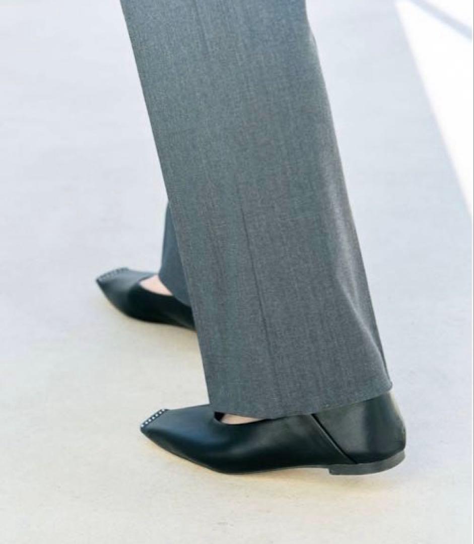 スタッズ付きブラックフラットシューズ letalon 試着のみ