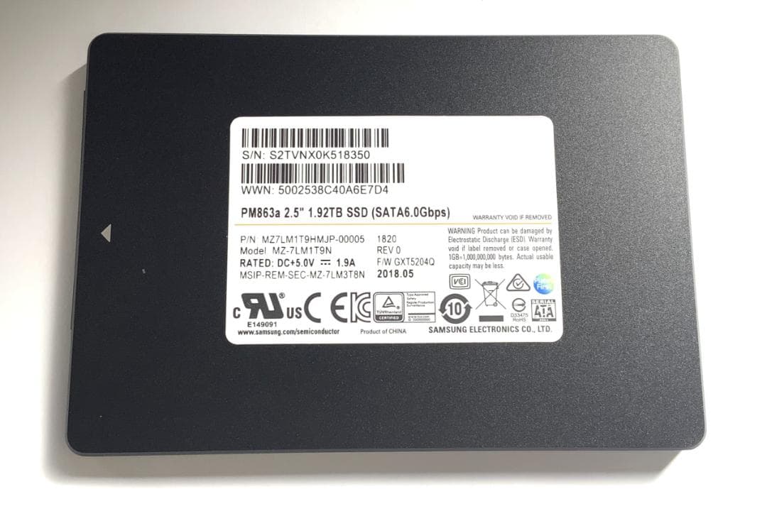 ②-WA279-SAMSUNG SATA 1.92TB 2.5 SSD 1点
