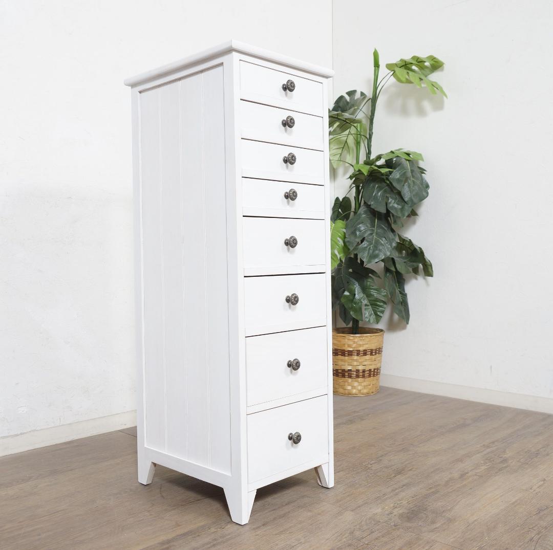 桐製　 隙間ラック　箪笥　整理タンス　書類チェスト　8段　収納　完成品