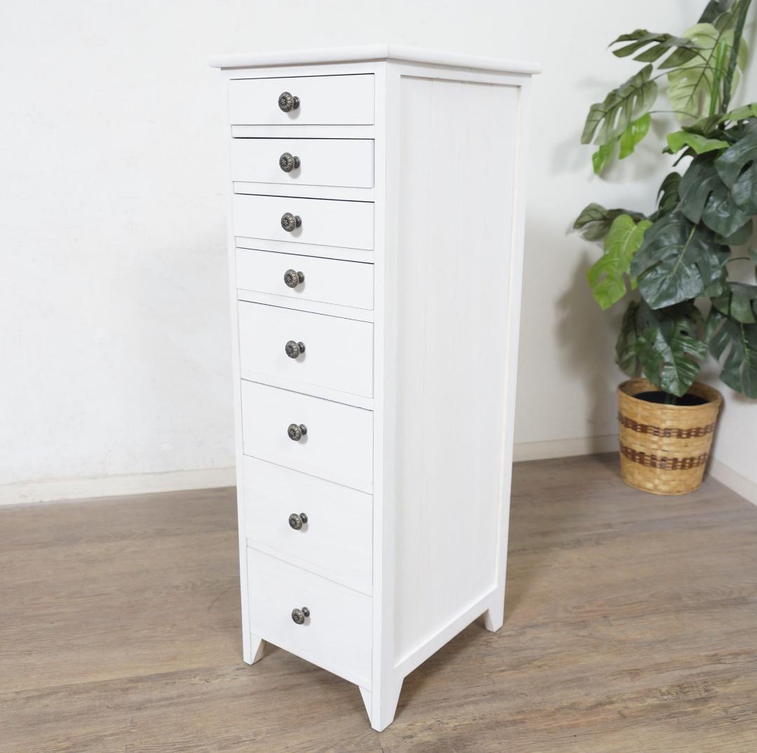 桐製　 隙間ラック　箪笥　整理タンス　書類チェスト　8段　収納　完成品