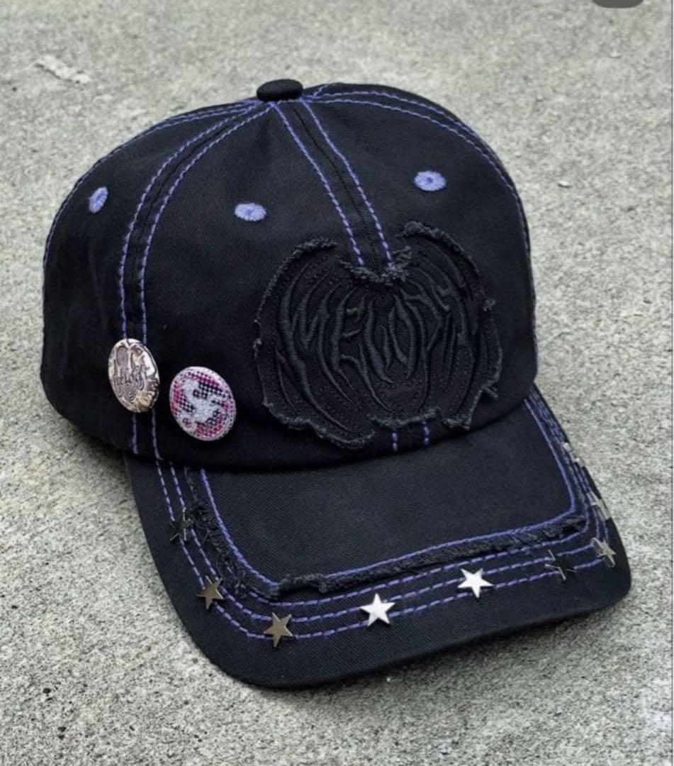 ec melodi BlackPurple Star Studded キャップ