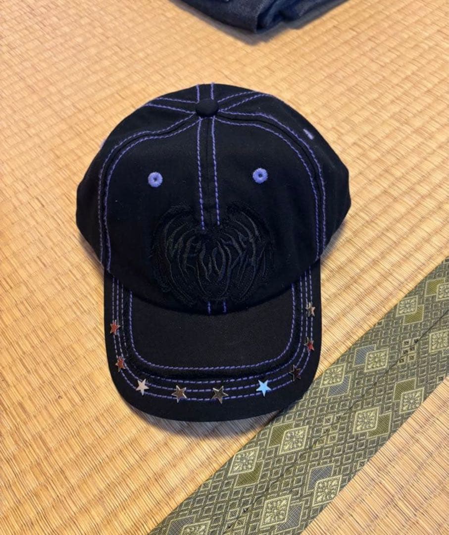 ec melodi BlackPurple Star Studded キャップ