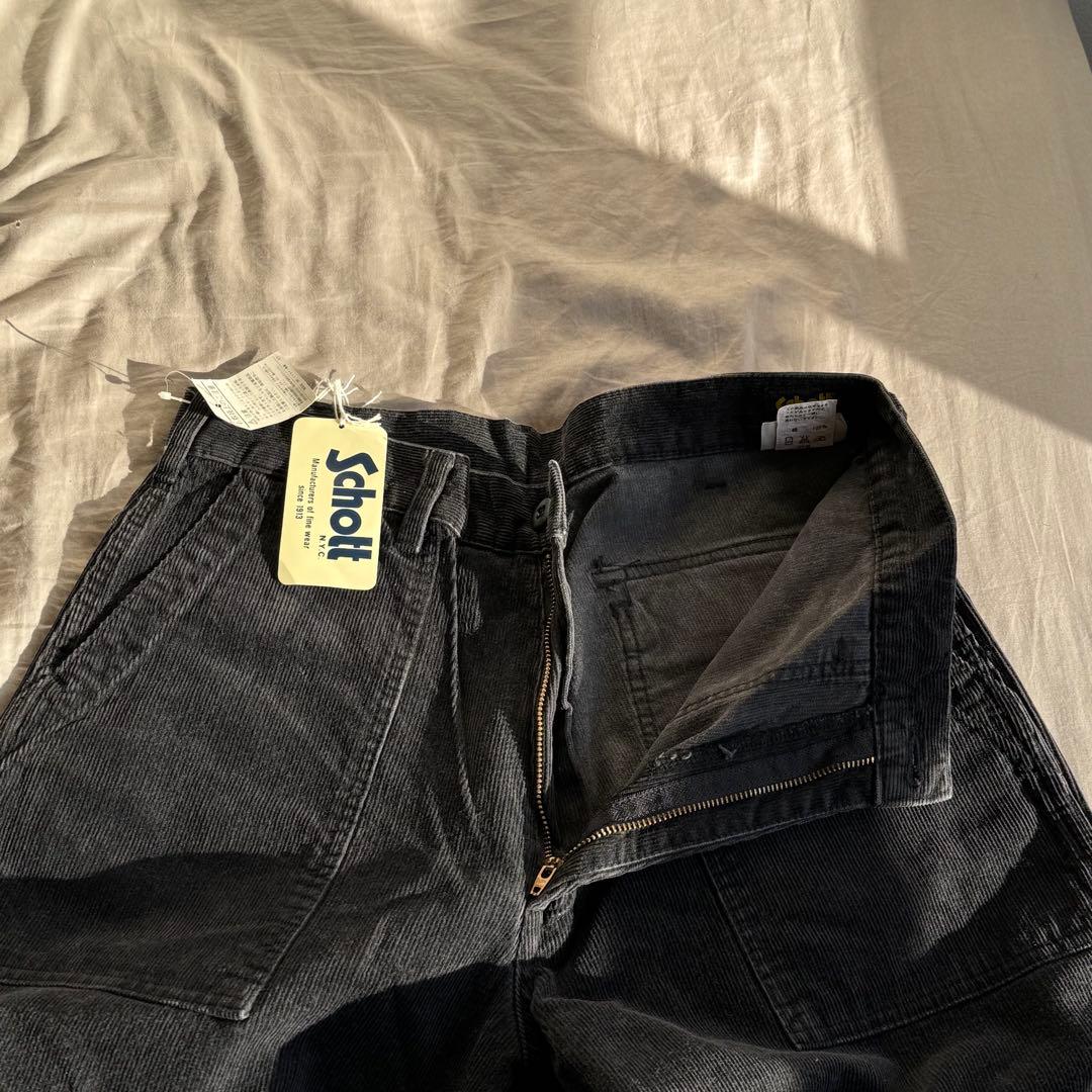 【日本製】Schott 黒 コーデュロイ ワークパンツ